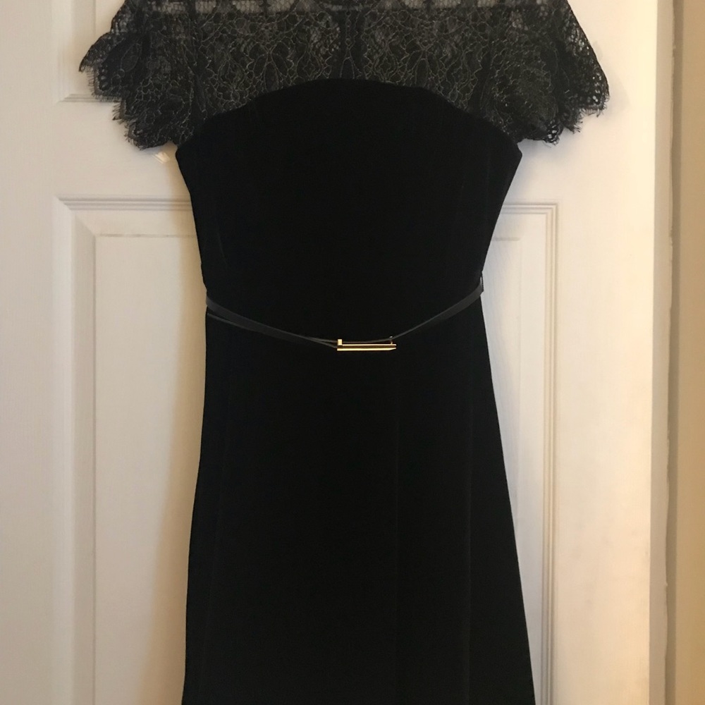 Beautiful Black Velvet Fit and Flare Dress